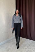 Gri Kuşgözü Kaşe Manto resmi